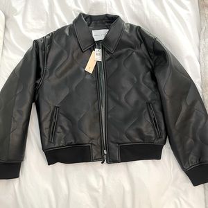 Rebecca Minkoff black leather bomber jacket
